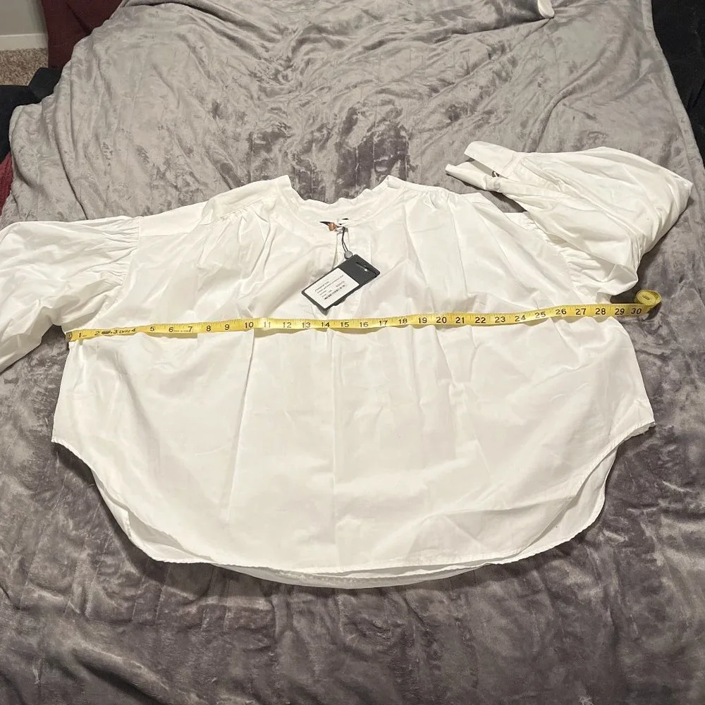 NWT Bassike Oversized White 100% Cotton Blouse with Stone Buttons Size M… - Picture 6 of 8
